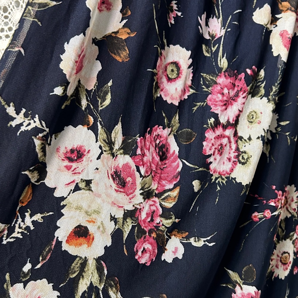 Potter's Pot Navy Floral Off-the-Shoulder Mini Dress with Pink Blooms - Picture 5 of 5